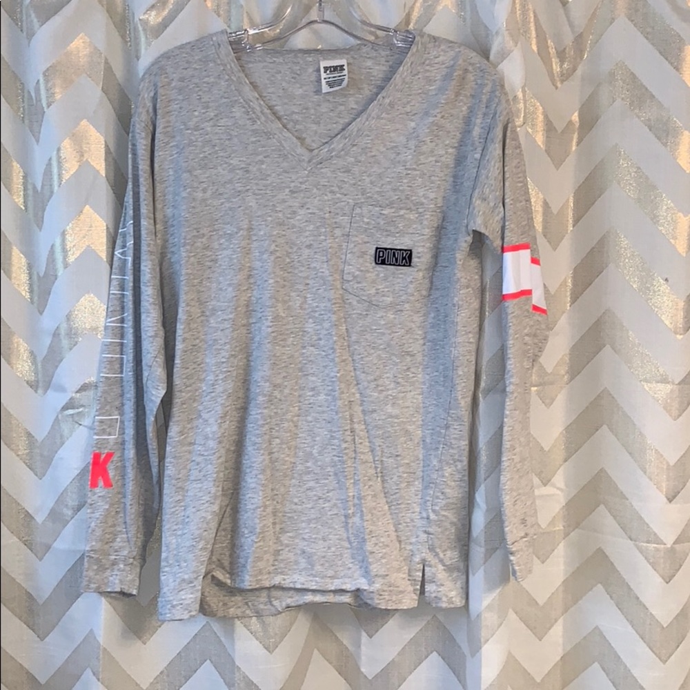 PINK long sleeve V neck shirt